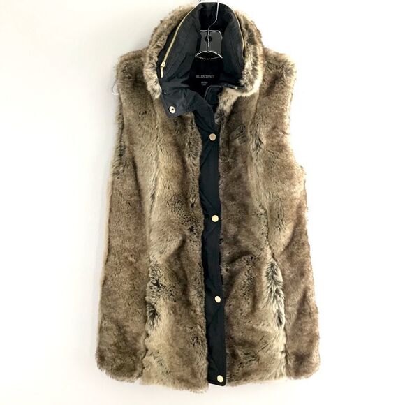 ELLEN TRACY faux fur vest coat - Picture 2 of 14